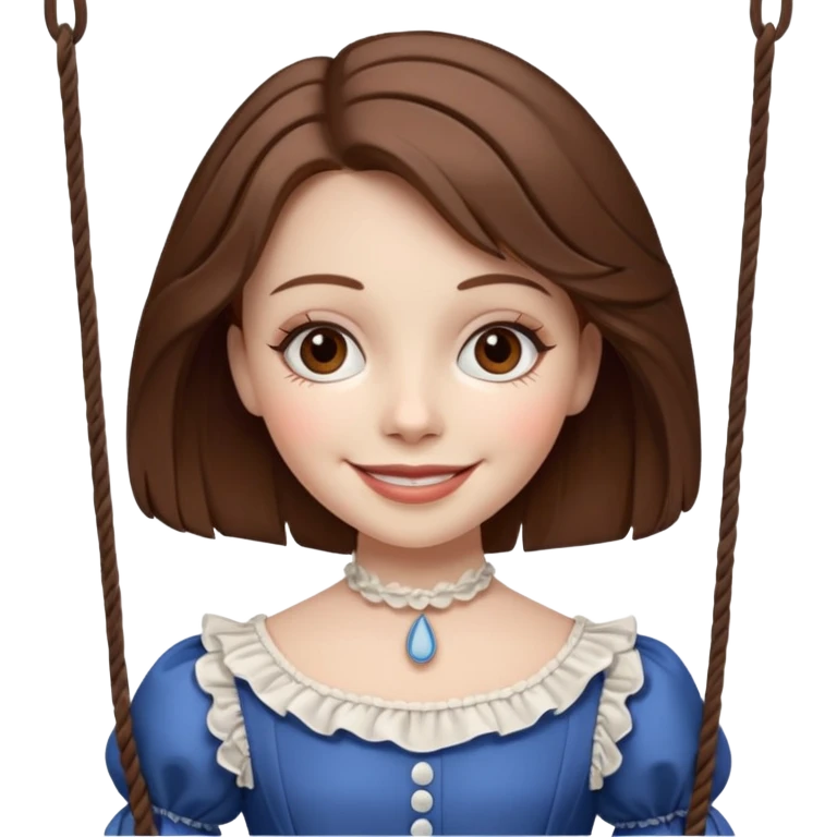 A marionette which is a girl with a brown hair and a beautiful smile emoji