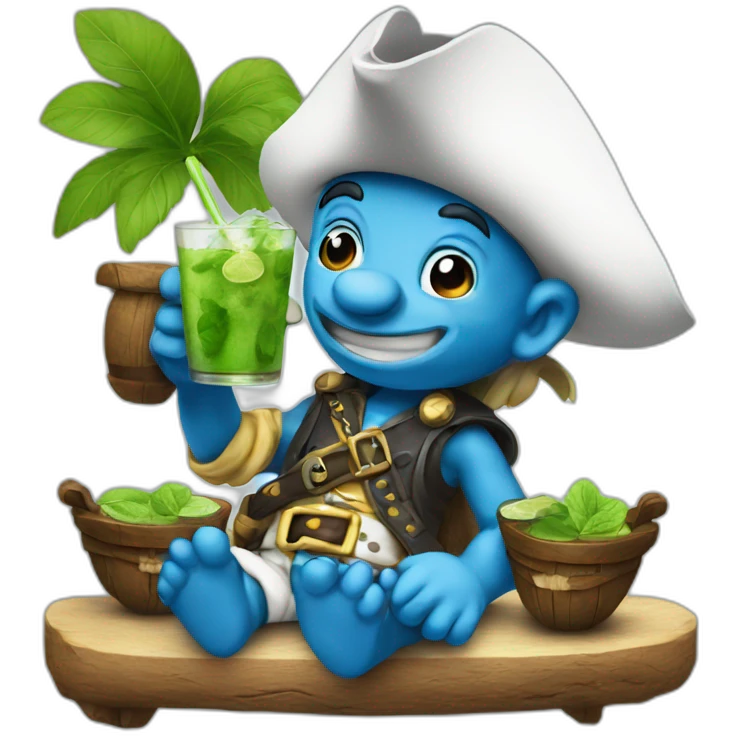 smurf pirate drinking mojito emoji