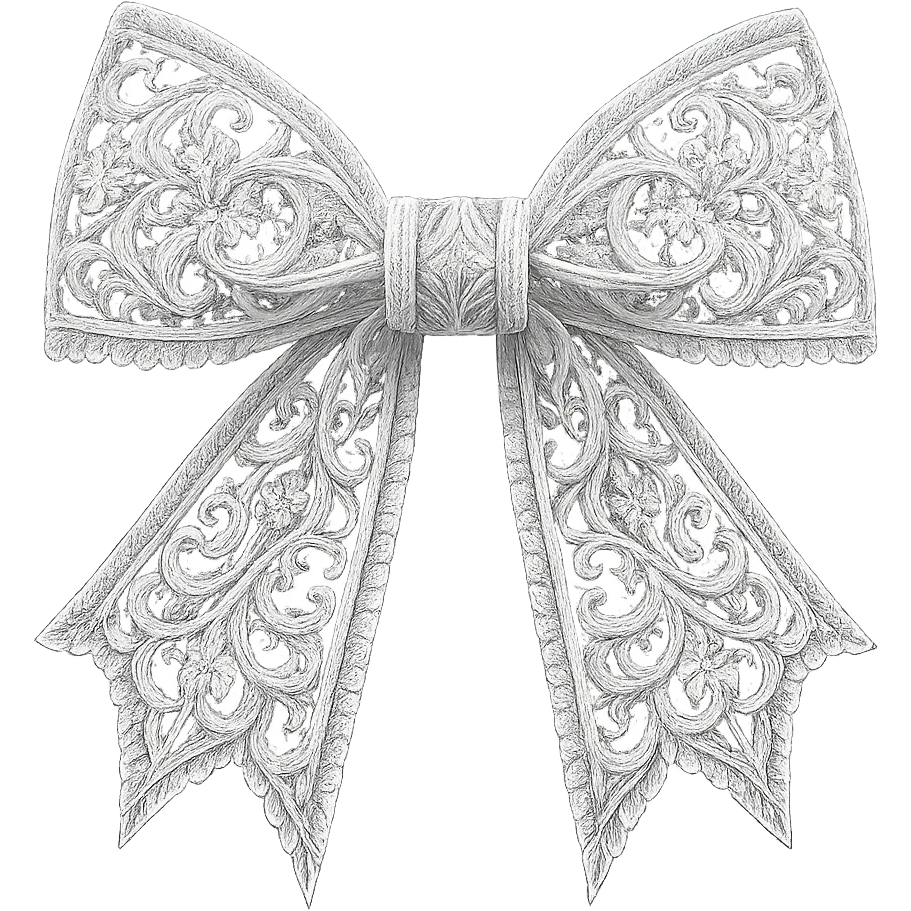 white gothic bow, ornate gothic lace, no background, transparent background emoji