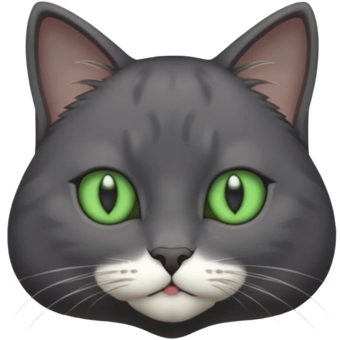 completely solid dark grey cat with green eyes and white paws emoji