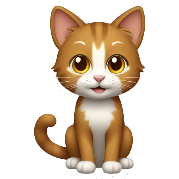 furry cat, brown tail, full body emoji
