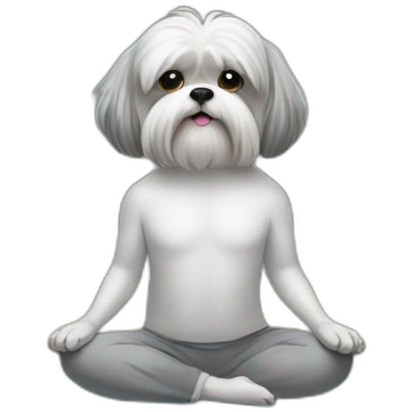 A grey shitzu doing yoga emoji