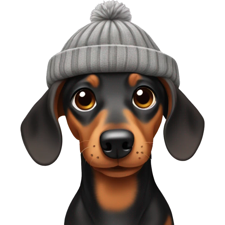Dachshund wearing a beanie emoji