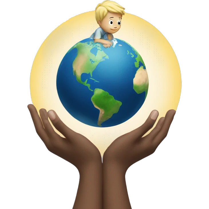 The little prince holds the earth in his hands emoji