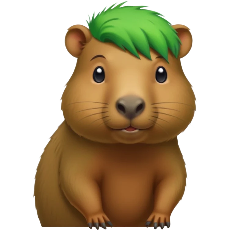 Capybara with green head hair, standing emoji