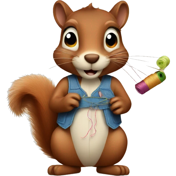 Squirrel with sewing threads emoji