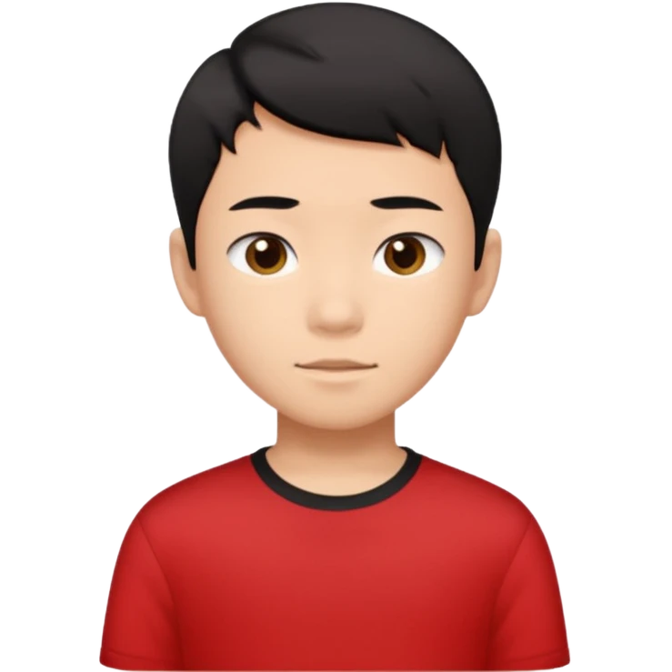 asian boy teenager black short hair red shirt emoji