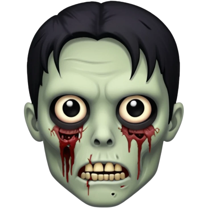 zombie with black hair black eyes and scarding over the face emoji