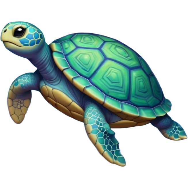 Quasar Turtle emoji – full body, massive cosmic turtle with glowing shell like a galaxy vortex, star patterns, cosmic energy aura, slight side angle emoji