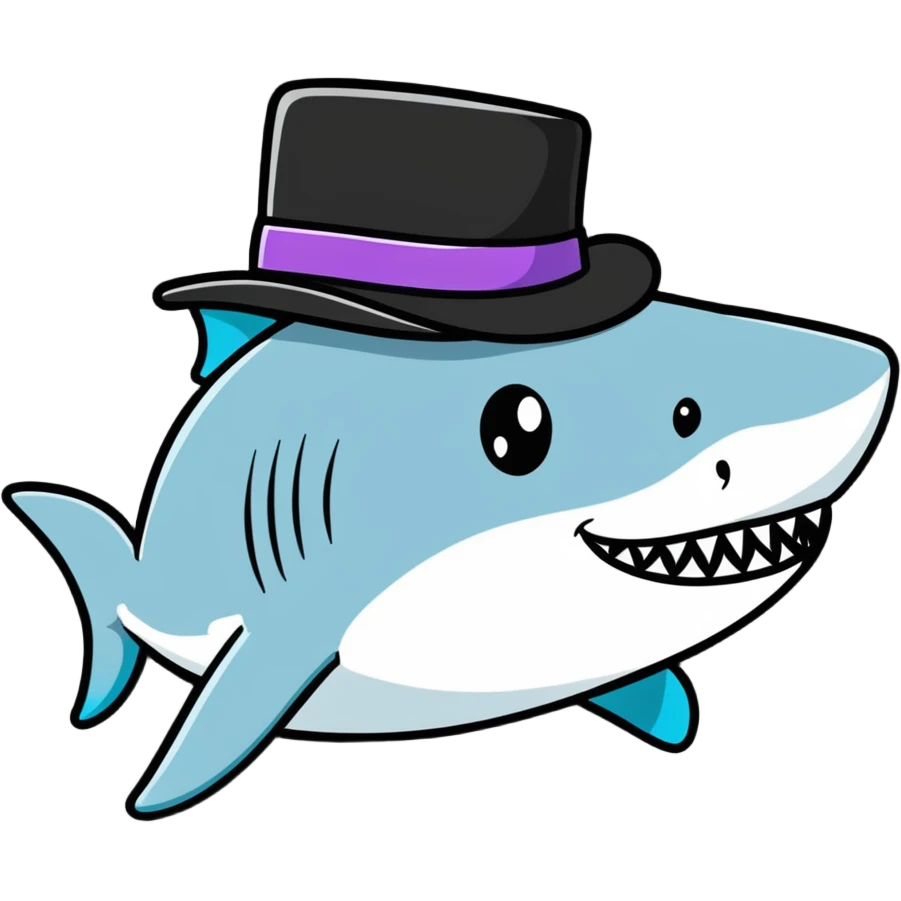 Shark with a top hat emoji
