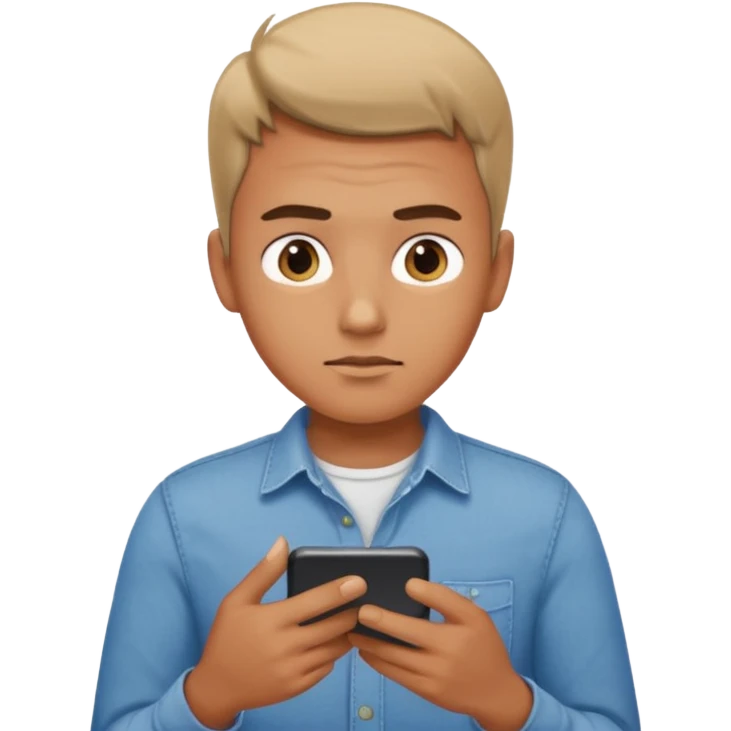 A guy scrolling on this phone, his eyes looking the phone very close emoji