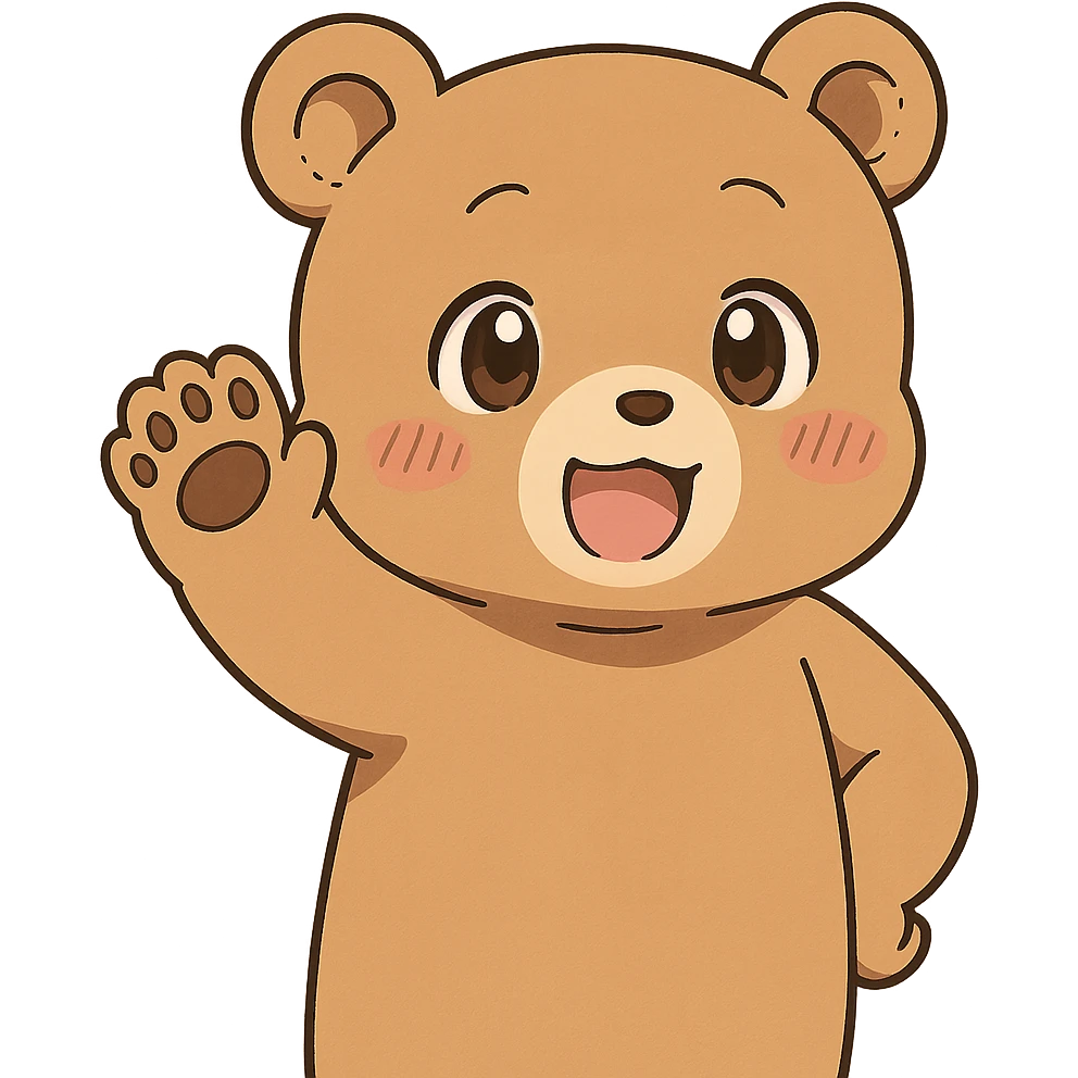 anime style bear waving bye emoji