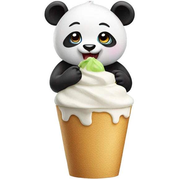 Panda eating frozen yogurt emoji