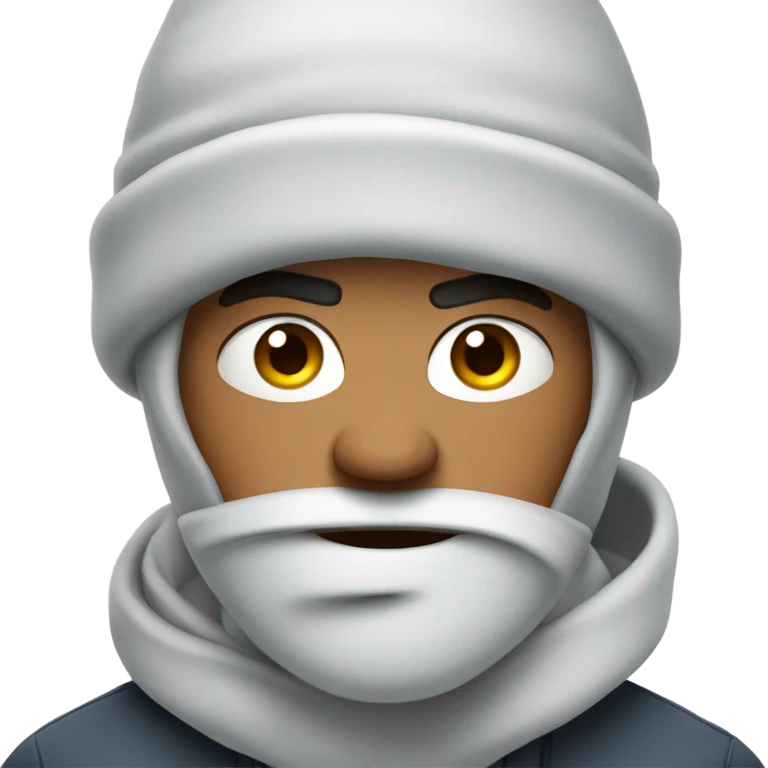 The face of an angry young man wearing a winter hat and saying bad things emoji
