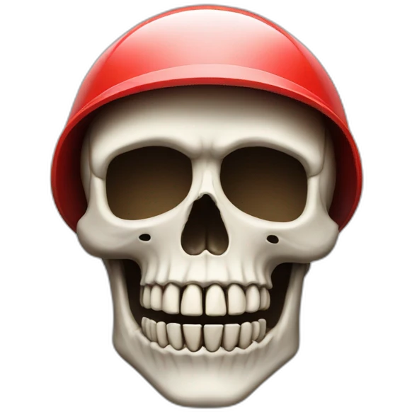Skeleton skull with red safety helmet emoji