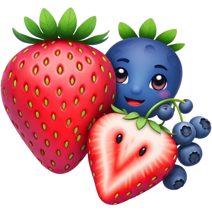 A strawberry and blueberry in love emoji