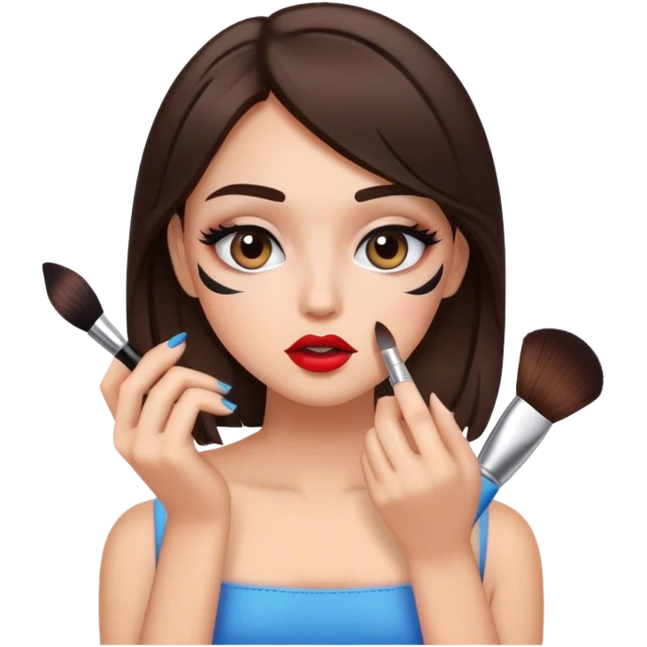brunette girl doing makeup emoji
