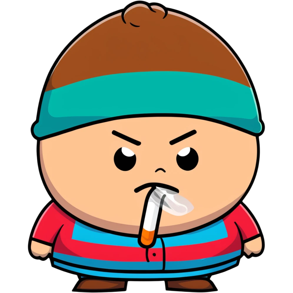 Eric Cartman from South Park smoking emoji