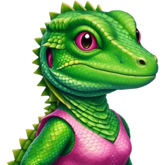 Lizard wearing a pink dress  emoji