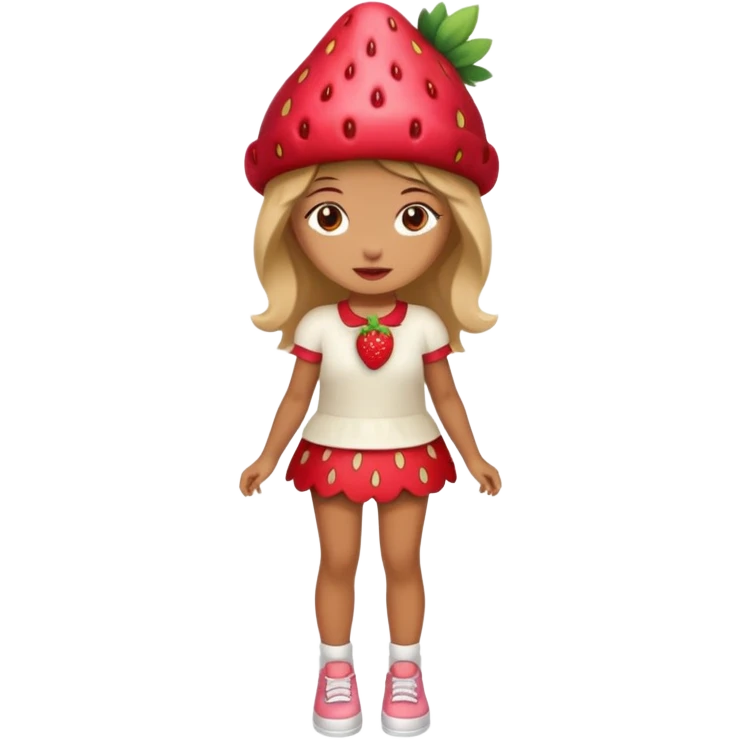 Strawberry shortcake human girl full body and legs with a strawberry hat on her hair without a cake emoji