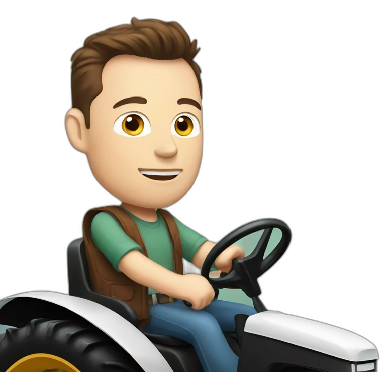 elon musk driving a tractor emoji