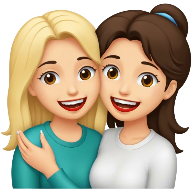 Mulher cabelos compridos lisos de cor ruiva sorrindo mostrando os dentes e mandando beijo emoji
