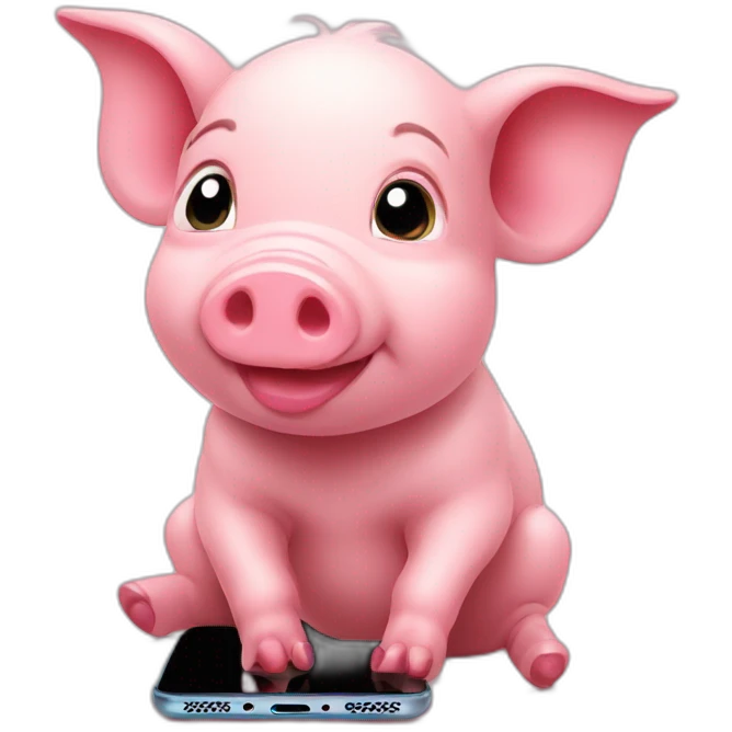 Piglet with smartphone emoji