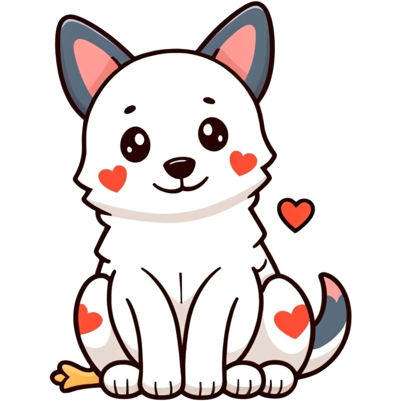 Dog with love hearts emoji