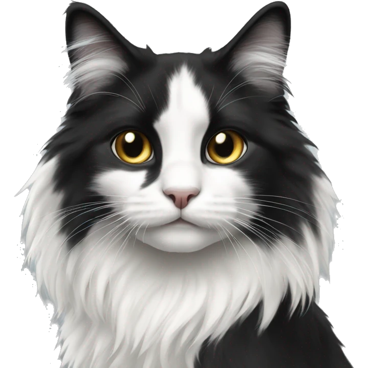 black and white cat long haired emoji