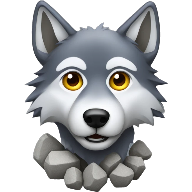 wolf with gravel  emoji