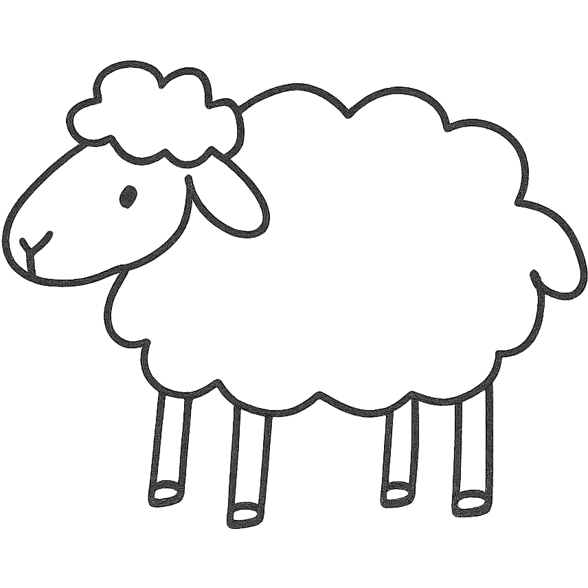 hand drawn outline icon of a sheep emoji