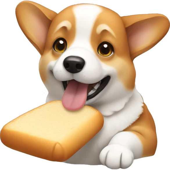 corgi dog eating bread emoji