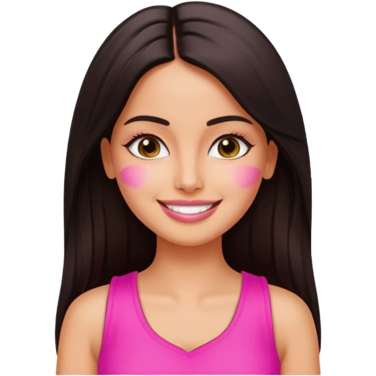 a pretty bratz emoji that looks like bollywood actress katrina kaif with straight  hair wearing a neon pink sleeveless top
She should resemble Katrina Kaif. emoji