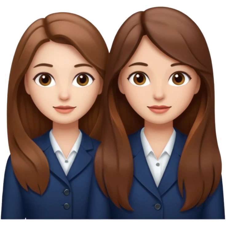 TWO BROWN HAIRED GIRLS DOING PROJECT, PROFESSIONAL AND CUTE , LONG HAIR MAKEUP emoji