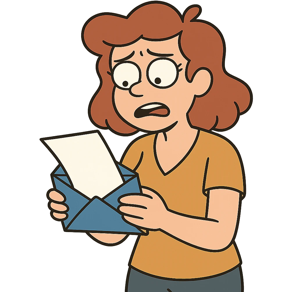 blue envelope with a white page sticking out, cartoon style emoji