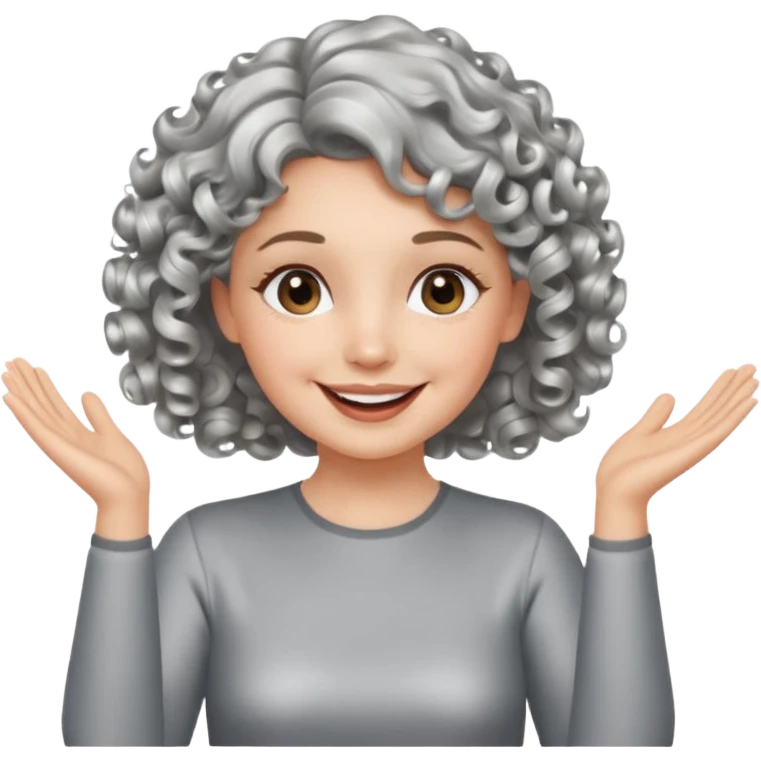 silver, short, wavy-haired with curls, smiling pretty lady, silver top, clapping hands

 emoji