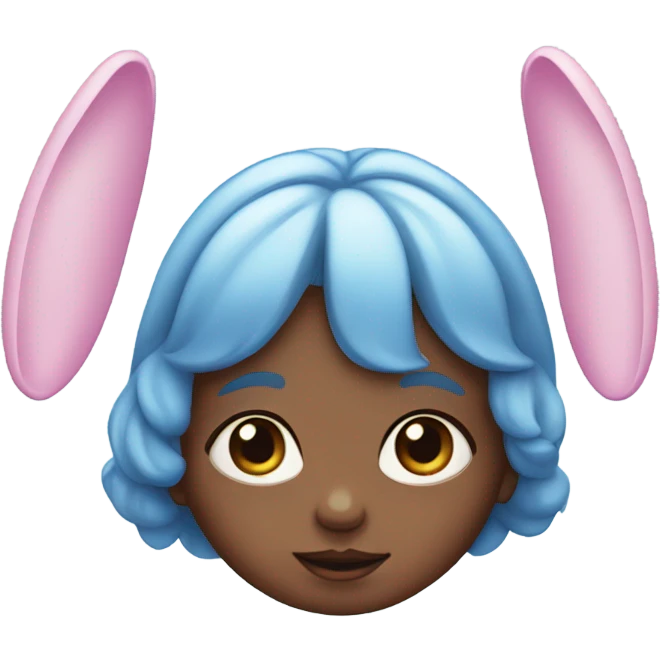 Baby with pink eyes and blue hair with a bunny ears  emoji
