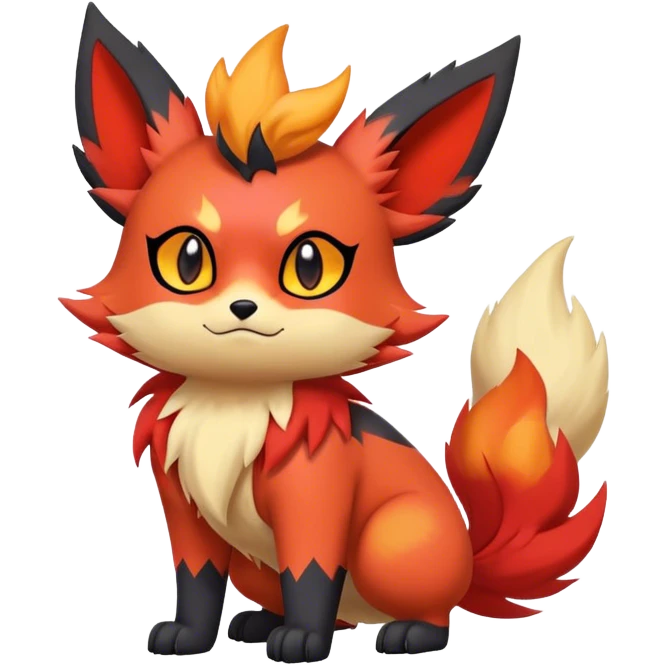 Cool cute edgy Quilava-Litten-Flareon-animal-creature-hybrid full body emoji
