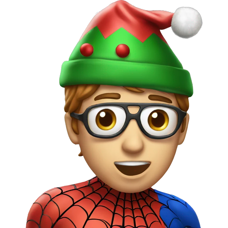 Spiderman SHOOTING WEB WITH CHRISTMAS HAT emoji