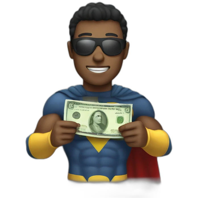 human as a superhero holding a € bill emoji