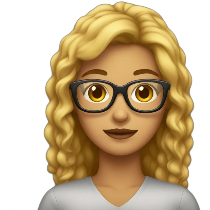 mujer de pelo castaño con gafas emoji