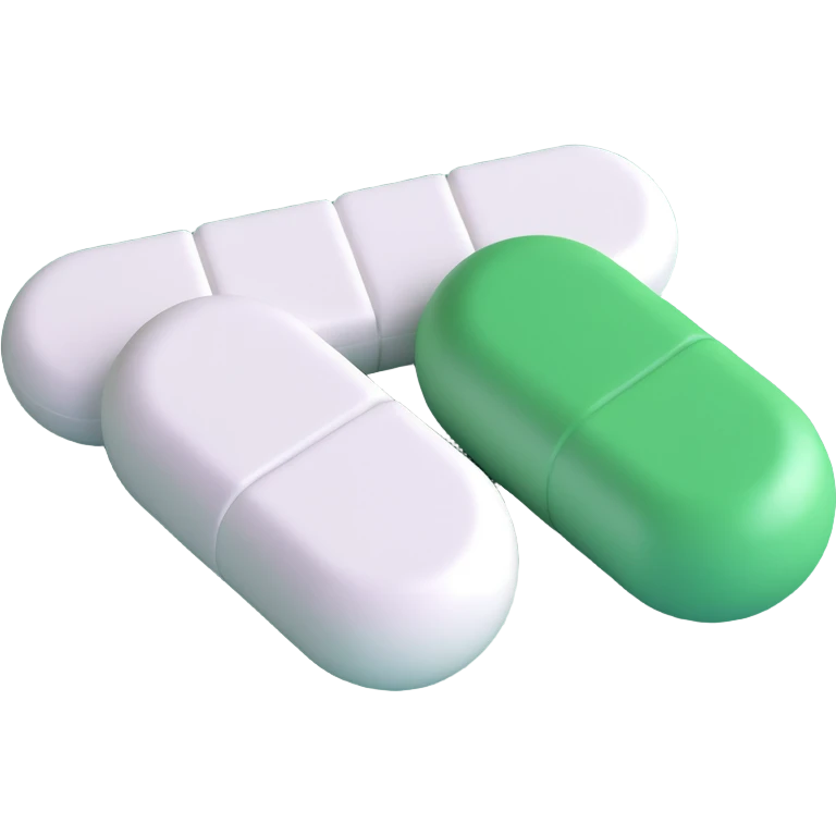 a pharmaceutical pill, one side white, one side green, clean and modern emoji