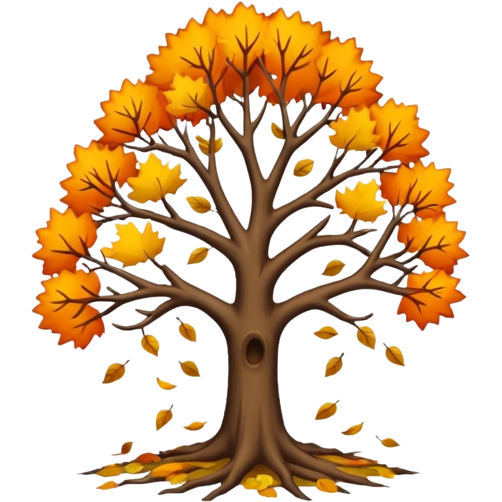 Creepy bare fall tree with leaves falling down emoji