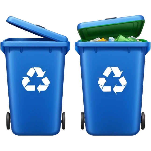 BLUE TRASH BIN NEXT TO GREEN RECYCLING BIN emoji