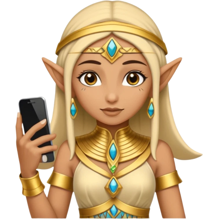 elf with egypt custome dress and smartphone emoji
