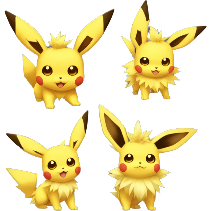 Pikachu-Eevee-Jolteon full body emoji
