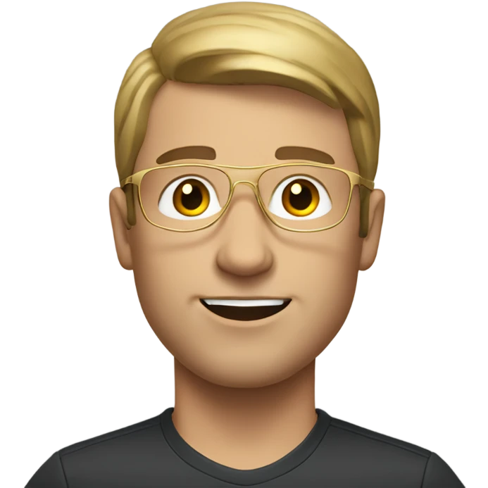 a white sportman with short brown hair and gold glasses emoji