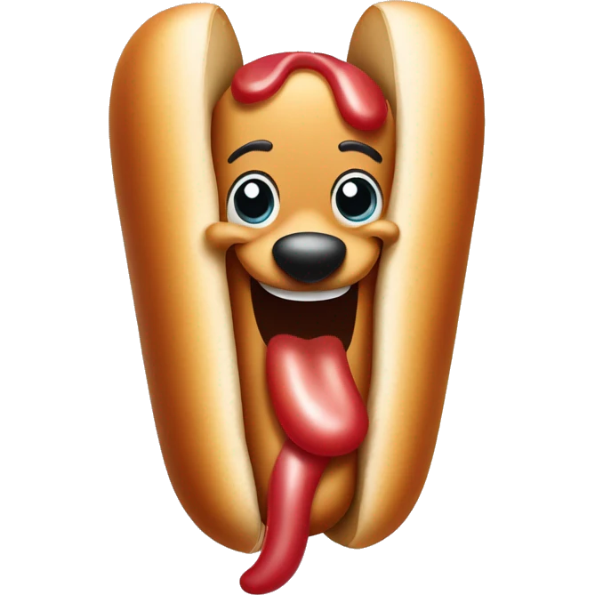 Hot dog wearing a diamond necklace, smiling and pointing  emoji