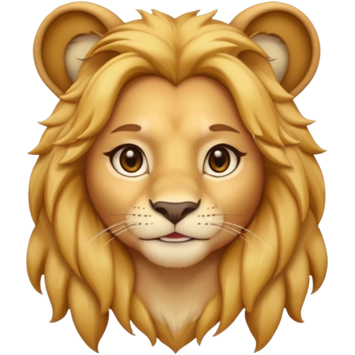 golden haired anthropomorphic lion girl, human face and body, lioness ears emoji