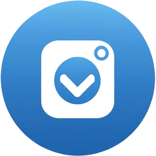 "Símbolo no formato de círculo, fundo sólido na cor azul oficial do Instagram (#0095F6), com um check branco nítido e alinhado no centro. Estilo minimalista, sem sombras, exatamente como o selo de verificação do Instagram." emoji